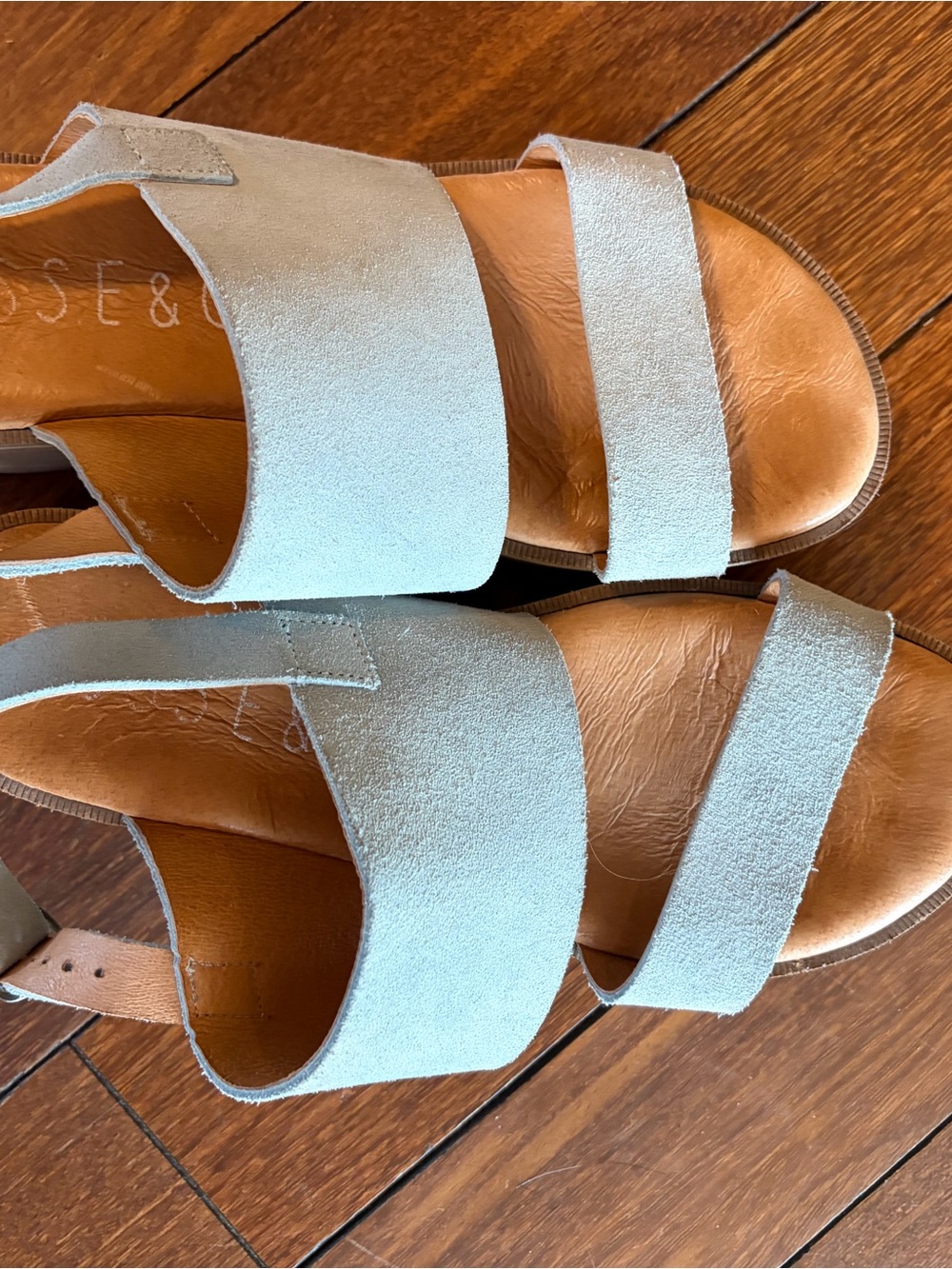 Musse & Cloud Pale Blue Suede Double-Strap Sandals